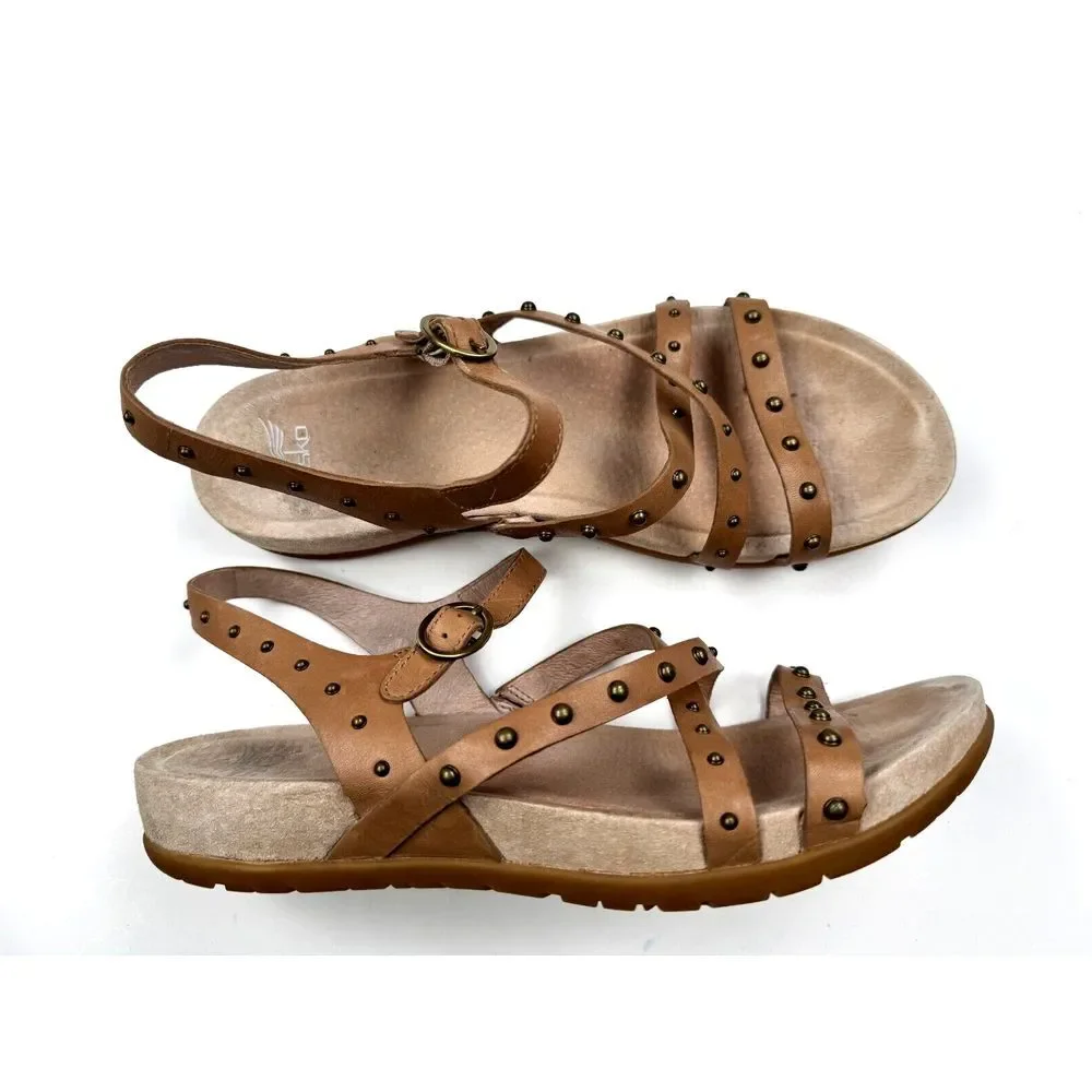 Dansko Brigitte Studded Sandals Women 42‎ US 11.5-12 EUC Strappy Leather Flat